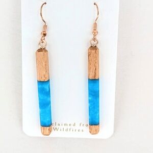 Sapphire Blue Wood and Resin Earrings